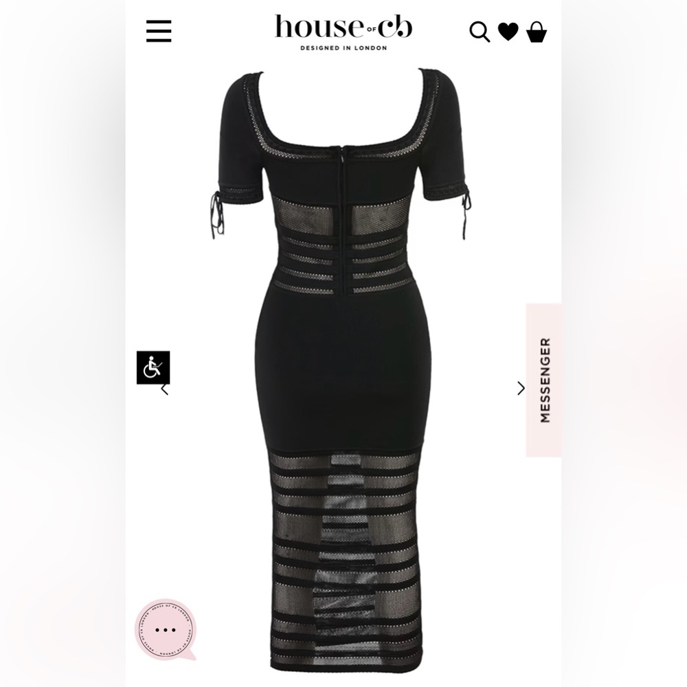 NEW HOUSE OF CB LILLA BLACK OPENWORK KNIT 
MIDI DRESS SIZE XS - Picture 10 of 15